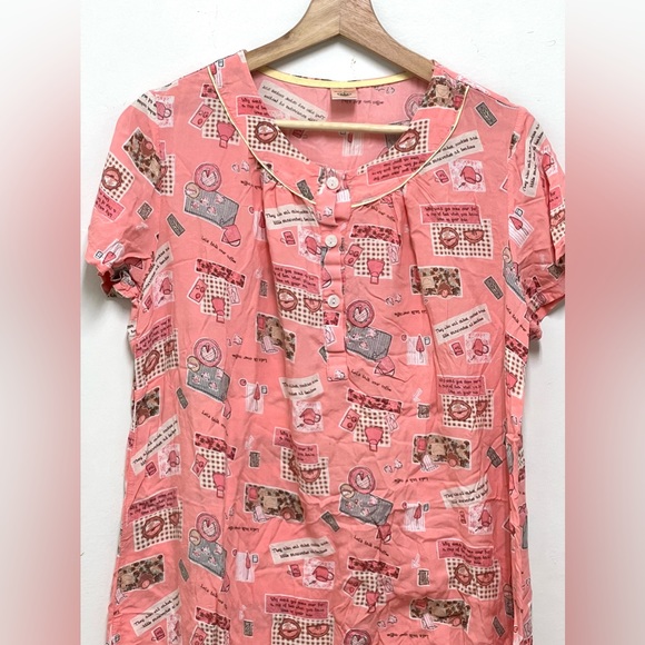 Petti Pranc Morning Star Women's Pink Nightgown Short Sleeves Size S - Picture 3 of 8